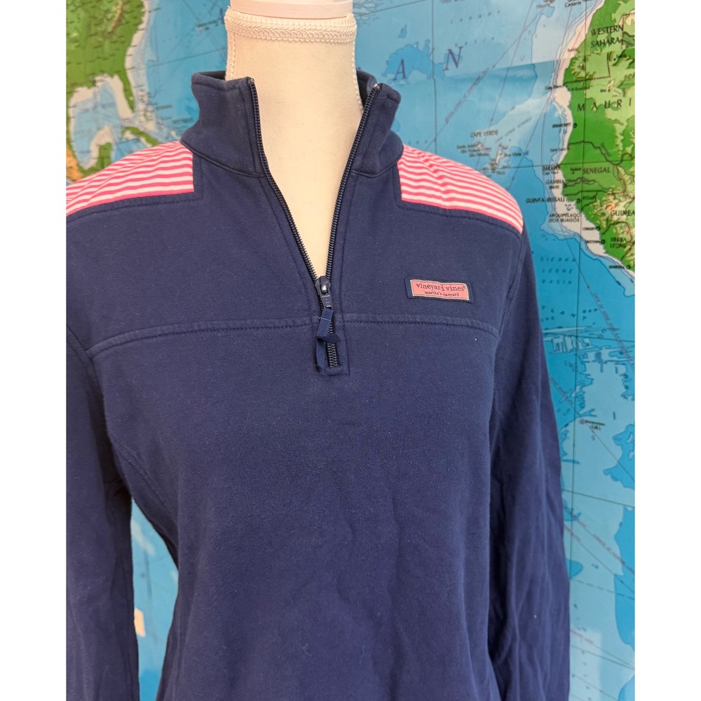 Vineyard Vines MEDIUM Women Navy Quarter Zip Pullover Sweatshirt